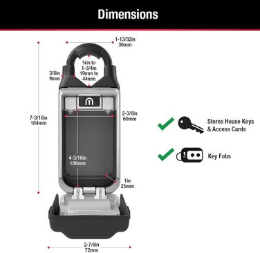 Master Lock 5415D Heavy Duty Key Lock Box - Zinc Wall Mount, Durable Adjustable Shackle