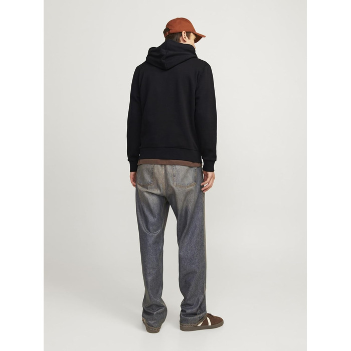 Чоловічий худі Jack & Jones Regular Fit JJEADRIAN з принтом, чорний