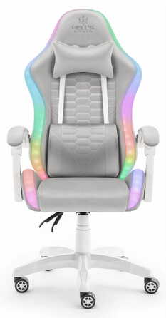 Ігрове крісло Hell's Chair HC-1000, сіра тканина, LED RGB, з подушками