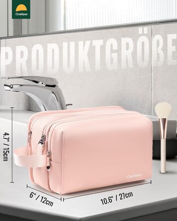 Чоловіча дорожня косметичка Kulturbeutel, водонепроникна, легка, з двома блискавками (Рожева)