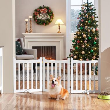 Захисне огорожа для собак Yaheetech, 60,5 x 151,5 см, 3 панелі, біла