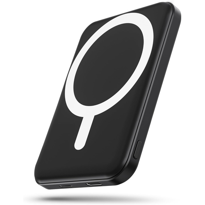 Power Bank MagSafe 5000mAh для iPhone: Швидка зарядка 20W, USB-C, Магнітне з'єднання, Сумісність з iPhone 17/16/15/14/13/12 - Чорний
