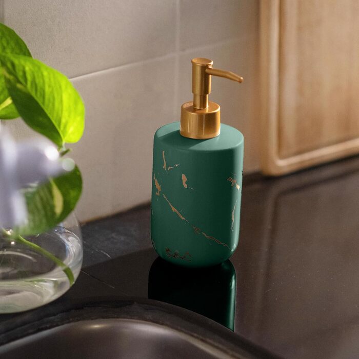 Дозатор для мила JJ PRIME, 400 мл, чорний, кераміка, з помпою, для кухні та ванної кімнати