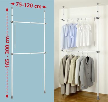 WENKO Telescopic Wardrobe System Hercules Basic (White, Single)
