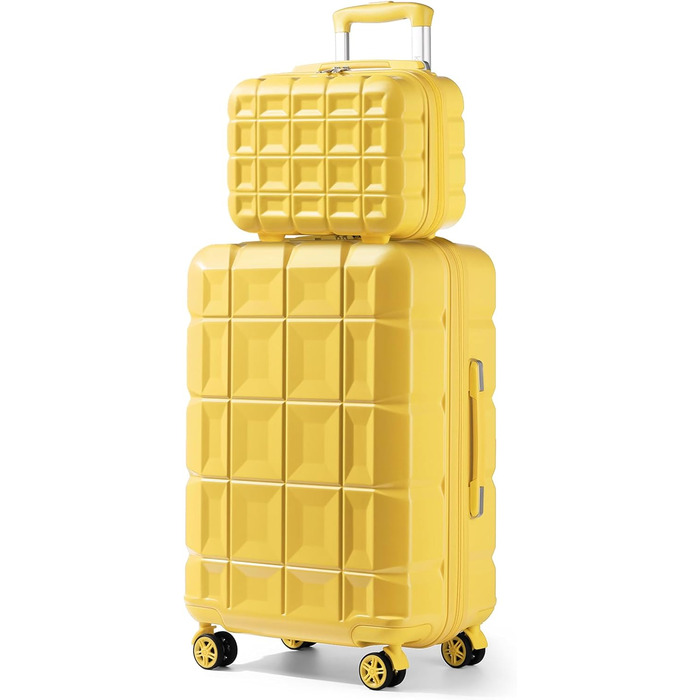 Набір валіз KONO 2 в 1: велика валіза (62 см) та косметичка (жовтий колір)