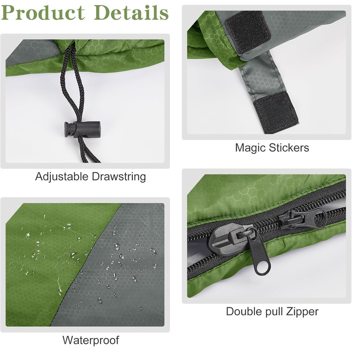 Yarmiene 3-4 Season Sleeping Bag - Outdoor Rectangular Sleeping Bag for Adults & Kids - Warm & Portable for Camping, Hiking (Green+Gray)