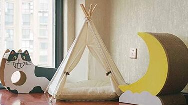 Намет-будка для собак Little Dove з матрацом, білий (L)