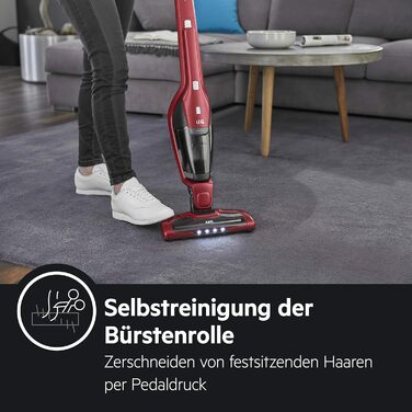 AEG Ergorapido CX7-2-45AN: Бездротовий пилосос 2-в-1, без мішка, з насадкою для шерсті тварин, 45 хв роботи, LED, червоний