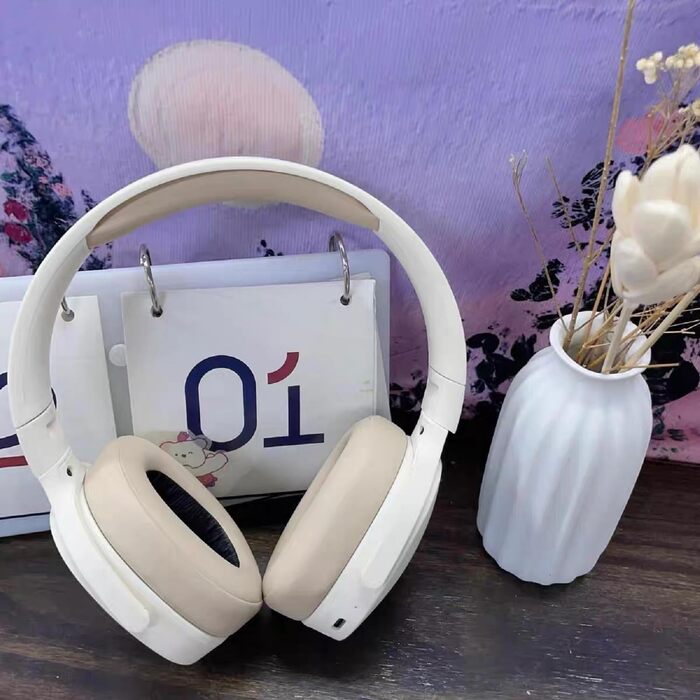 Беспроводные наушники HiFi Bluetooth с микрофоном, складные, шумоподавление, для спорта и путешествий (Бежевый)