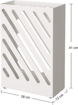 SONGMICS Rectangular Metal Umbrella Stand with Hooks and Water Tray - White LUC03WT