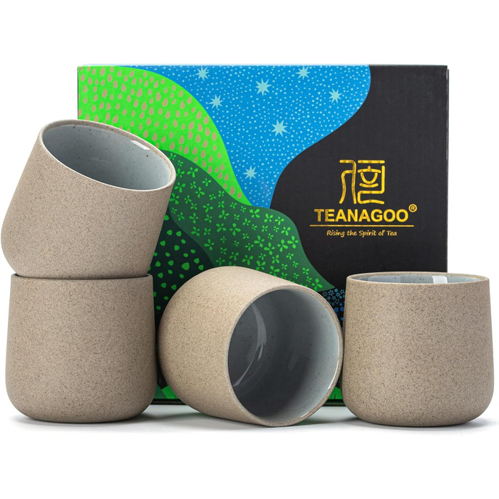 Японський чайний набір Teanagoo з кераміки, 205 мл, темно-сірий, 4 шт.