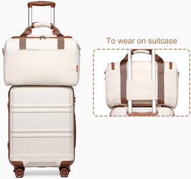 Набір валіз KONO 55 см: 2 валізи, ручна поклажа, 40x20x25 см, кремово-білий