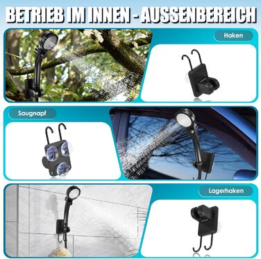 Мобільний душ для кемпінгу з насосом, акумулятор 8000mAh, індикатор температури, шланг 2м. Підходить для кемпінгу, миття авто, саду та тварин