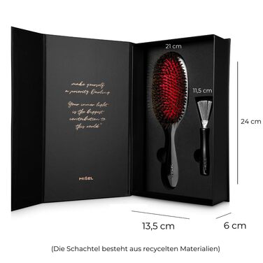 Щітка для волосся з щетиною дикого кабана та засіб для чищення | MISEL | Для жінок та чоловіків | Розплутує волосся, зменшує пошкодження