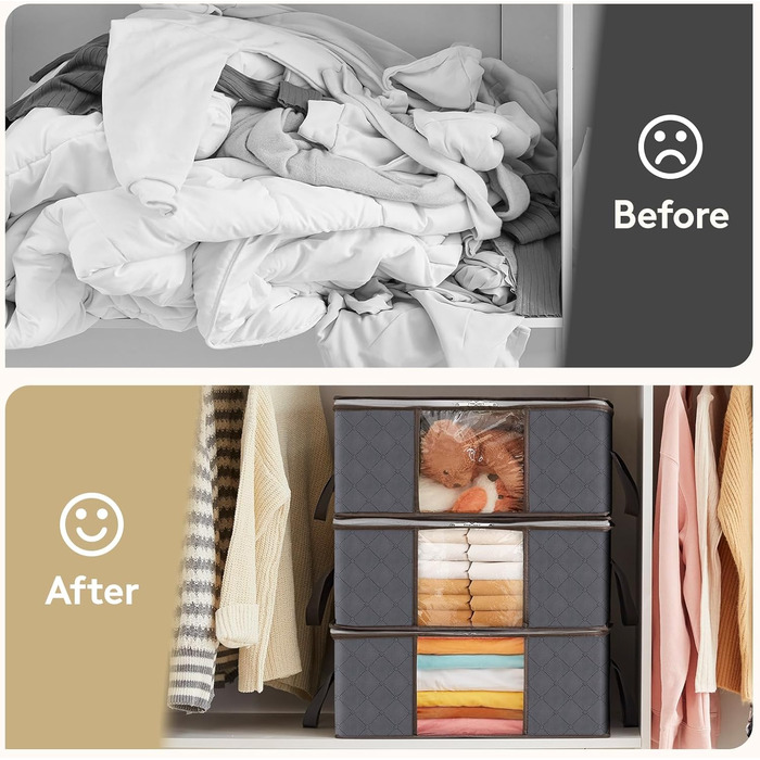 Органайзер для зберігання постільної білизни Lifewit, коробка для зберігання під ліжком, сірий (8 шт., 35л)