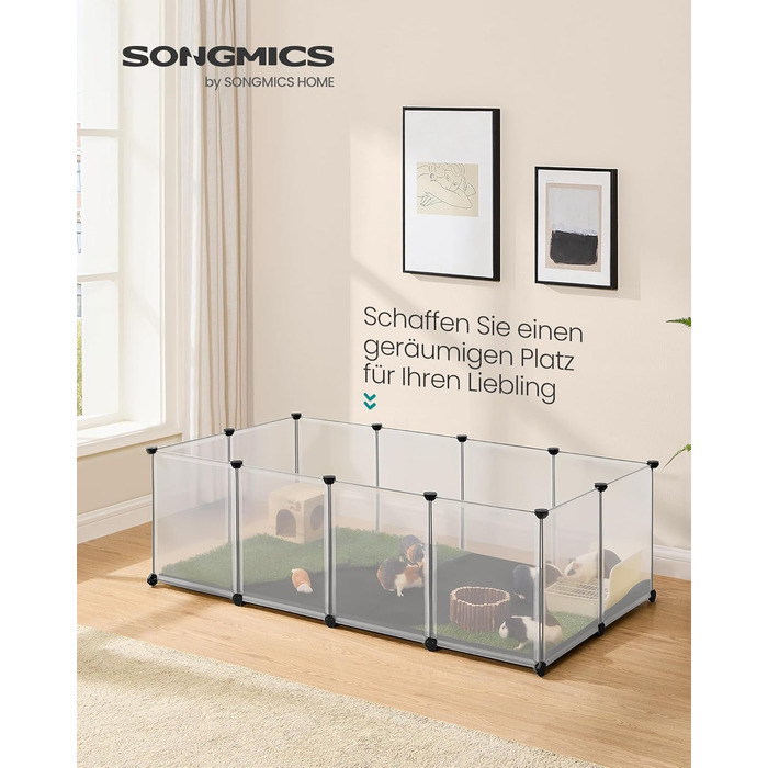 Клітка для дрібних тварин SONGMICS LPC012W01 з піддоном, біла, 143 x 73 x 46 см