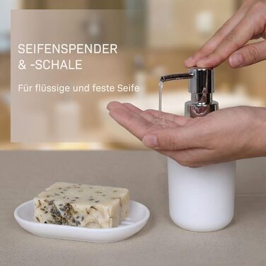 Набір для ванної кімнати 6 предметів, аксесуари для ванної кімнати з пластику, білий колір: унітаз з йоржиком, відро для сміття, стакан для зубних щіток, дозатор для мила та мильничка