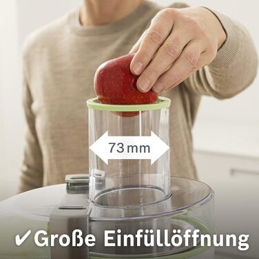 Центрифужна соковижималка Bosch VitaJuice 2 MES25A0 для овочів та фруктів, 700 Вт, XL завантажувальний отвір, сіра/яблучно-зелена