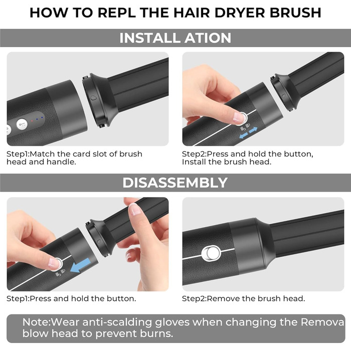 UKLISS Airstyler 7-in-1: Фен-щітка, автоматична завивка, 7 функцій, чорний