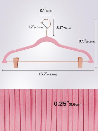 Вешалки для одягу HOUSE DAY, 20 шт., з кліпсами, ультратонкі, оксамитові, неслизькі, для штанів, економія місця (персиковий рожевий)