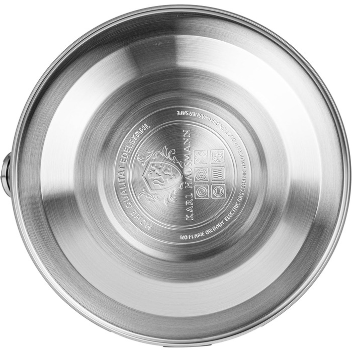 Чайник Karl Hausmann 3L з автоматичним свистком - чорний, з нержавіючої сталі, для індукційних, газових та електричних плит