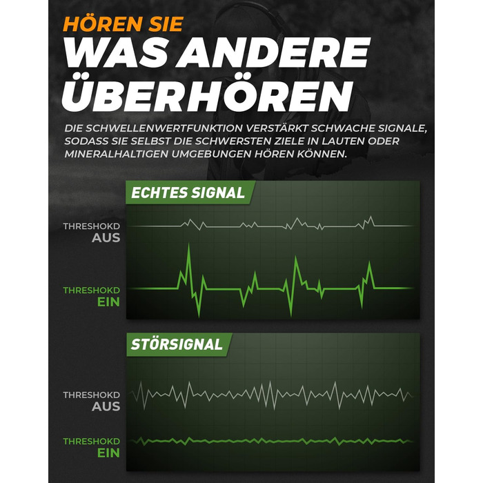 Металошукач професійний для дорослих Metalldetektor з 13'' водонепроникною котушкою DD, частота 19.23 кГц для пошуку срібла та золота, регульована балансування ґрунту, 3 режими пошуку, глибина виявлення 12''