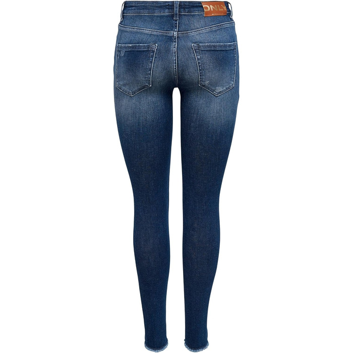 Джинси скінні ONLY ONLBLUSH, середньої посадки, темно-синій денім, розмір L/32L