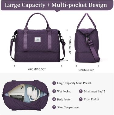 Спортивна сумка для подорожей Easyjet: водонепроникна, з відділенням для взуття, 47x37x22 см, 38 л, A5, бежева