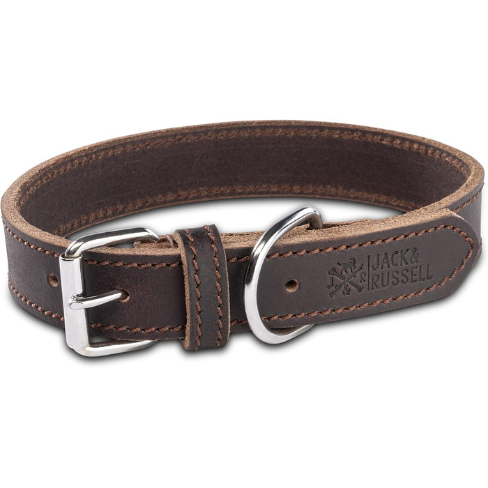 Нашийник для собак Jack Russell з жирової шкіри, ручної роботи – міцний шкіряний нашийник для собак маленьких, середніх та великих порід, Fat-Tony (XL), розмір 47-57 см