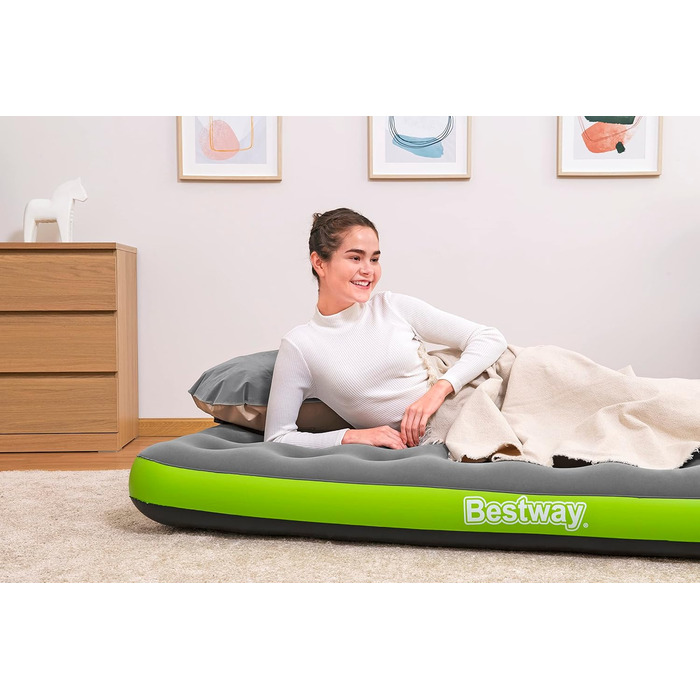 Надувний матрац Bestway Roll & Relax Twin 188x99x22 см, сірий, для відпочинку