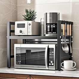 Поличка для мікрохвильової печі, 2-ярусна, чорна, 36,5 x 40 x 46 см