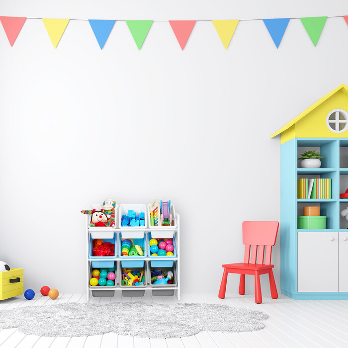 Relaxdays Children's Shelving Unit with 9 Boxes and Motif