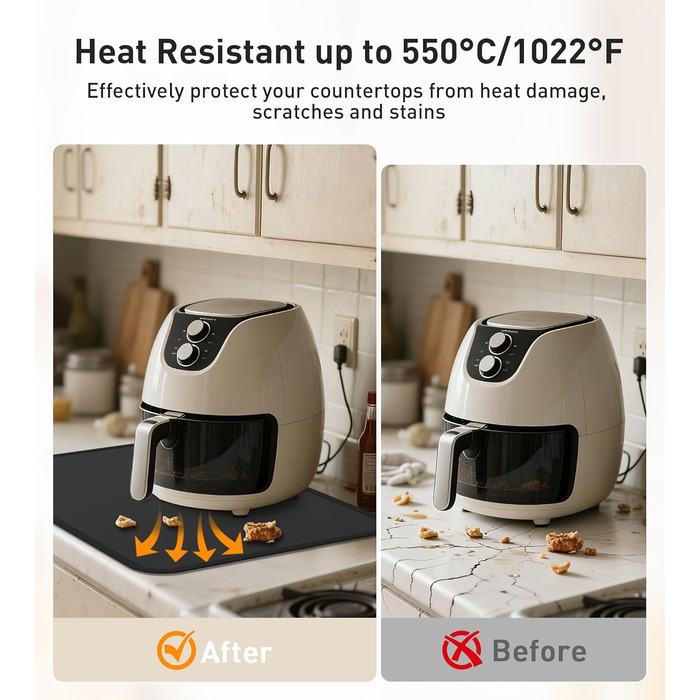 Термостійкий килимок під кавомашину Ankway 40x60 см, чорний, з силікону, антиковзаюча, водонепроникна