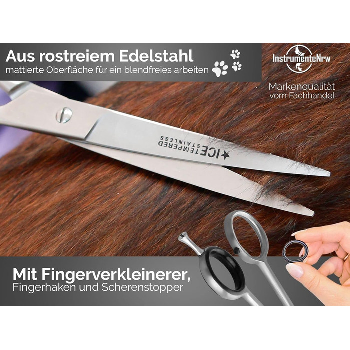 Ножиці для стрижки собак, вигнуті, з мікрозубом, 20 см (8 дюймів)