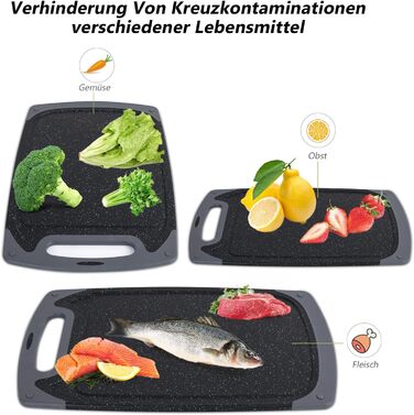 Набір обробних дощок для кухні з неслизькими ніжками та канавкою для соку, BPA-free, чорний