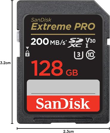 Карта пам'яті SanDisk Extreme PRO SDXC 128GB UHS-I V30, швидкість читання до 200 МБ/с