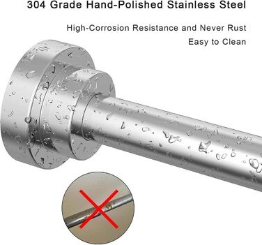 Телескопічна штанга для карнизів 60-130 см, нержавіюча сталь, чорний колір. Підходить для штор, душових перегородок, шаф, вікон та дверей.