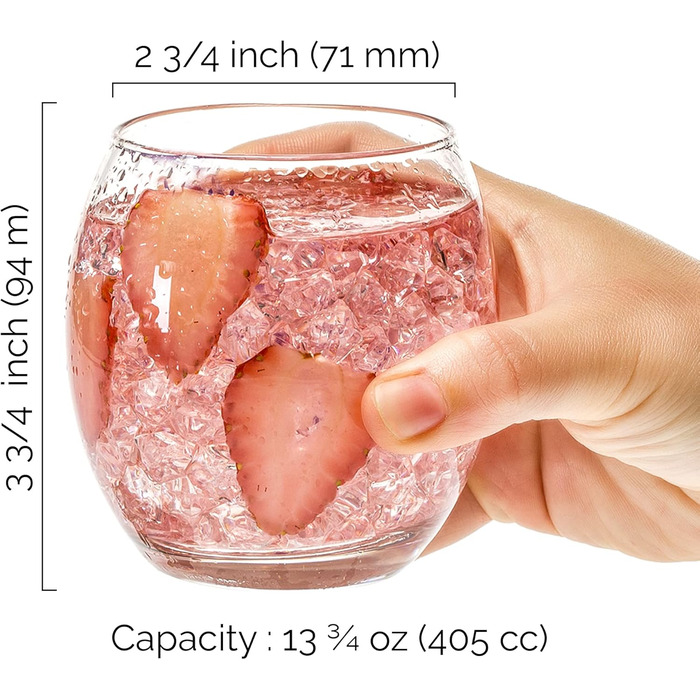 CRYSTALIA Premium Drinking Glasses Set - 6, Whisky Glasses 410 ml 100% LEAD-FREE, Dessert Glasses, Whisky Glasses, Juice Glasses, Tumbler Glasses, Tumbler Glass, Stemless Wine Glasses, Gin Glasses