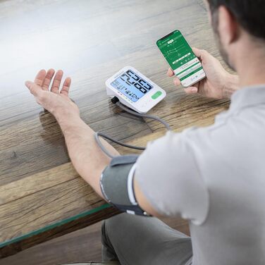 Тонометр Medisana BU 584 для вимірювання тиску на плечі, точний вимір тиску та пульсу, з додатком для аналізу та збереження даних, індикатор кольорами, виявлення та попередження про аритмію