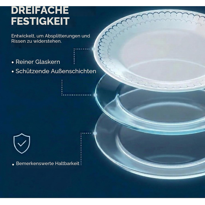 Набір посуду Corelle Vitrelle на 18 предметів для 6 осіб, стійкий до сколів, мікрохвильовий та посудомийний, колір темно-синій з білим (Marineblau/Weiß)
