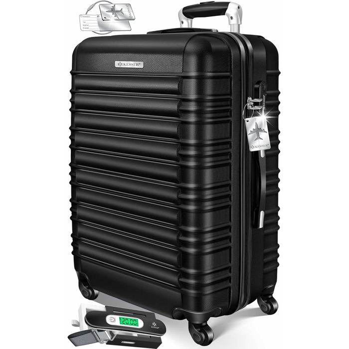 Чемодан KESSER® середній з жорсткою обшивкою | Вага для чемоданів + бірка для багажу | Чемодан-роликовий, з кодовим замком, 4 колеса, ABS, телескопічна ручка (66x45x28см / 84л)