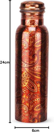 Zap Impex Copper Water Bottle for Ayurvedic Benefits, Rajasthani Print Design, Travelers Water Pitcher Bottle, Joint Free, 900ml