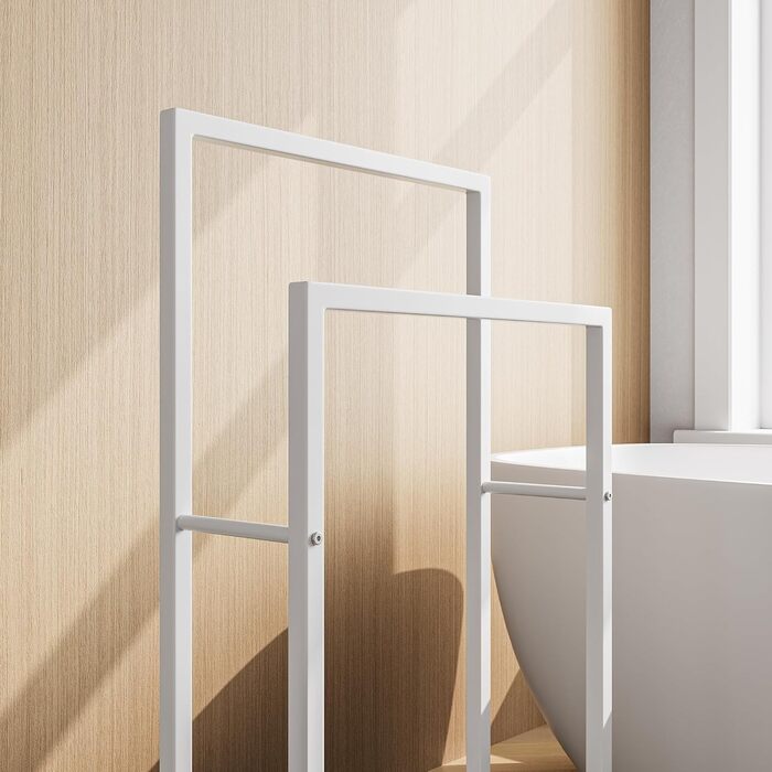 Підставка для рушників, тримач для рушників, стійка для рушників на 3 рейки, для ванної кімнати, сталева, 2 яруси (білий)