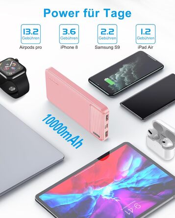 Power Bank AsperX 10000mAh (2 шт.) з USB-C, 4 порти, для iPhone, iPad, Huawei, Tablet - Чорний+Білий