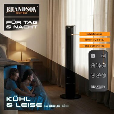 Вентилятор підлоговий Brandson DC Turm з Wi-Fi, керування через Smart Life, енергоефективний, тихий, з пультом - ECO GREEN