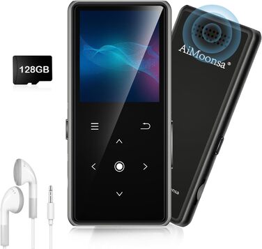 MP3-плеєр AiMoonsa 64GB з Bluetooth 5.2, FM-радіо, HiFi-звук та E-Book функцією (чорний)