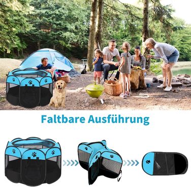 Клітка-вигул для цуценят та котів, клітка-вигул для собак, клітка для тварин, 114x114x58 см (Блакитний)