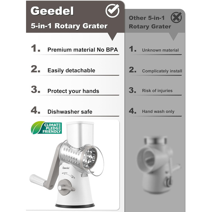 Трояк для овочів та сиру з 3 наборами ножів, білий. Ідеально для нарізки овочів, сиру, горіхів. 5 ножів