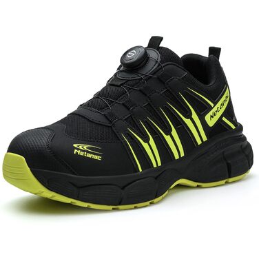 Черевики робочі чоловічі легкі, захисні черевики зі сталевим підноском, жіночі, дихаючі, зручні, широка колодка, гумова підошва, зелені, 43.5 EU