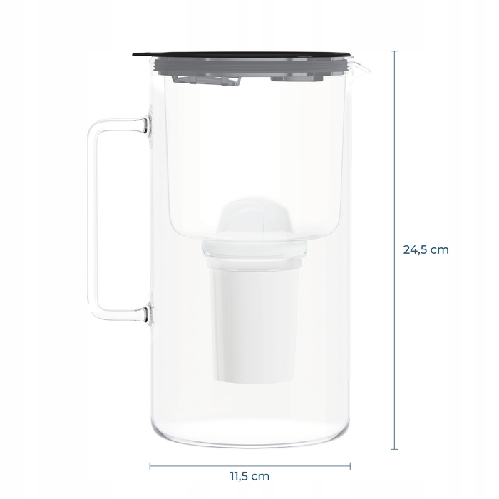 Скляний фільтраційний глечик Wessper D4 BOROSILICATE MINI FF BK з фільтром